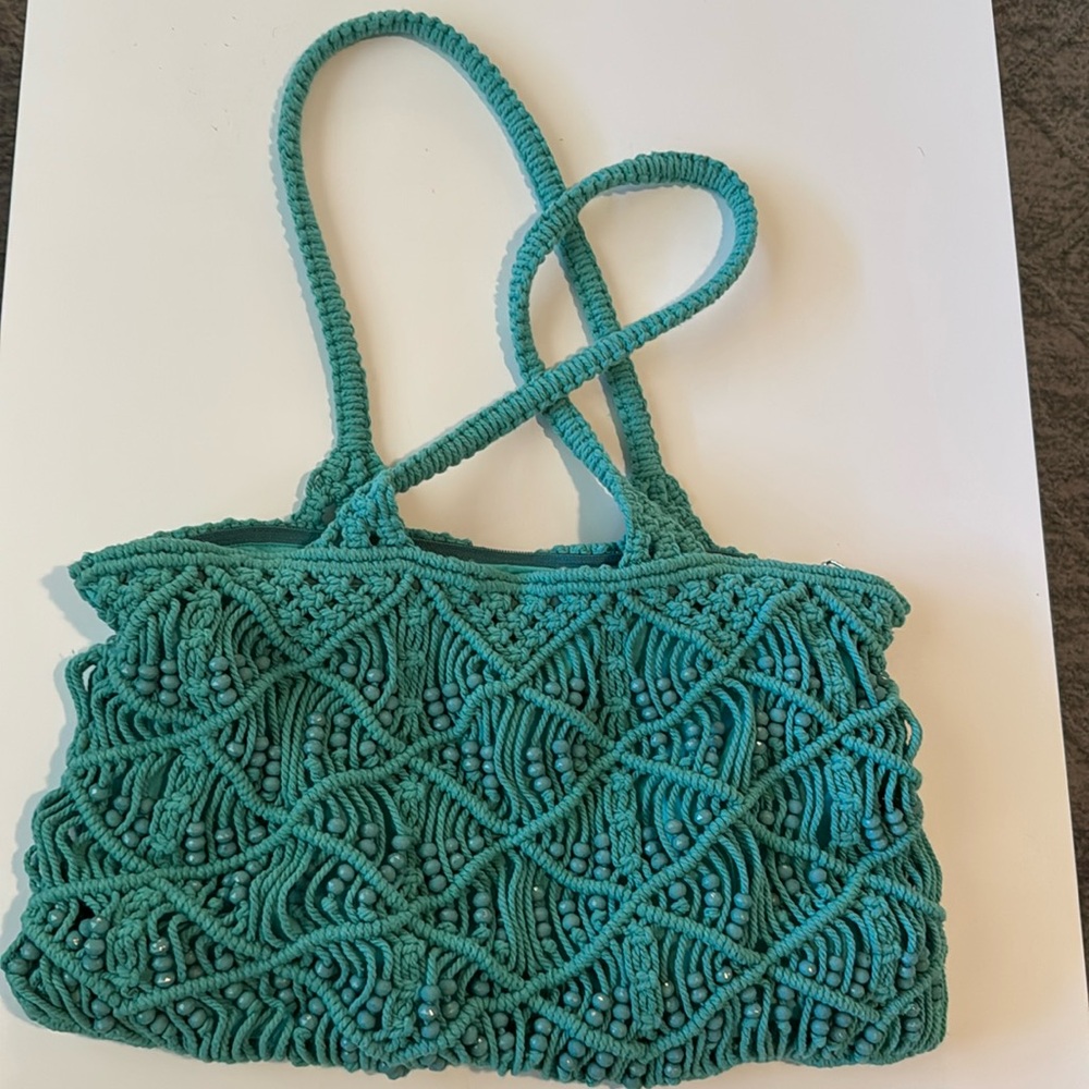 Beautiful Teal Crocheted Bag